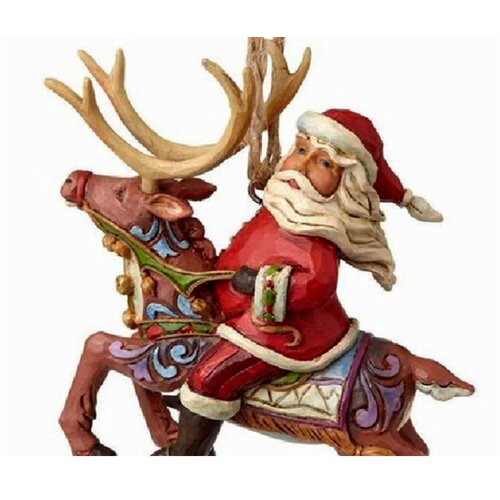 Jim Shore figura Santa Riding Reindeer Hanging Ornament Figure Slike
