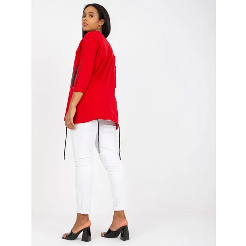 Fashion Hunters Red plus size blouse with V-neckline