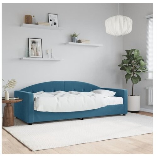 VidaXL Dnevna postelja z vzmetnico modra 80x200 cm žamet Slike