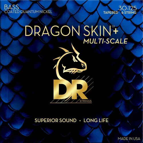 Dr Strings Dragon Skin+ Coated Nickel 6-String Medium 30-125 Tapered Multi-Scale