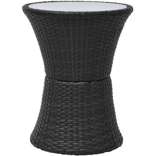  3-dijelni bistro set od poliratana s jastucima crni Slike