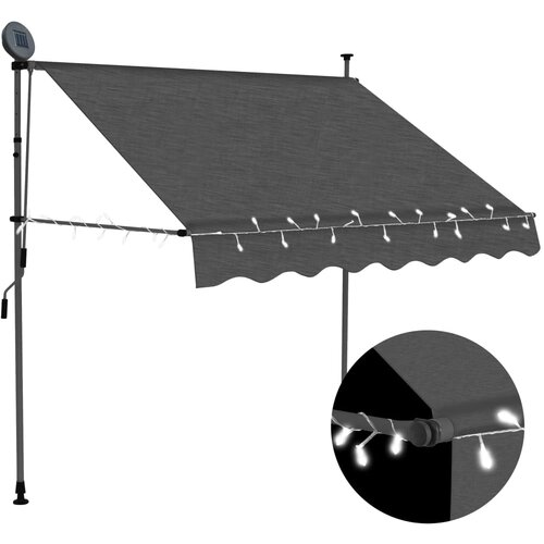 vidaXL tenda na ručno uvlačenje s LED svjetlima 150 cm antracit Cijene