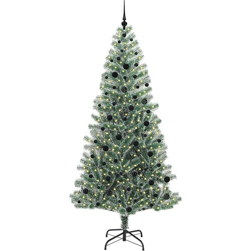  Umjetno Božićno Drvo s Snježnim Flokom i LED Svjetlom 240 cm Slike