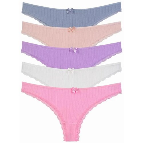 Dewberry 09652 Womens Panties Brazillian 5 Pack Lycra Lace-MULTICOLOR Slike