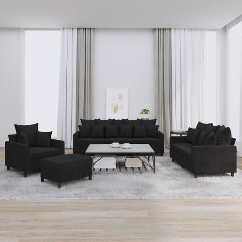  4-dijelni set sofa s jastucima crni baršunasti Cene