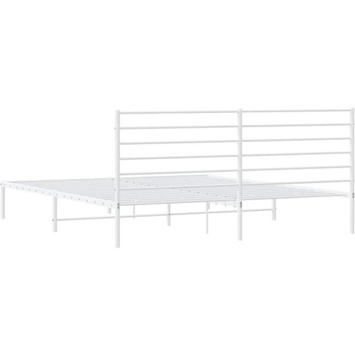  Metalni okvir za krevet s uzglavljem bijeli 183x213 cm Slike