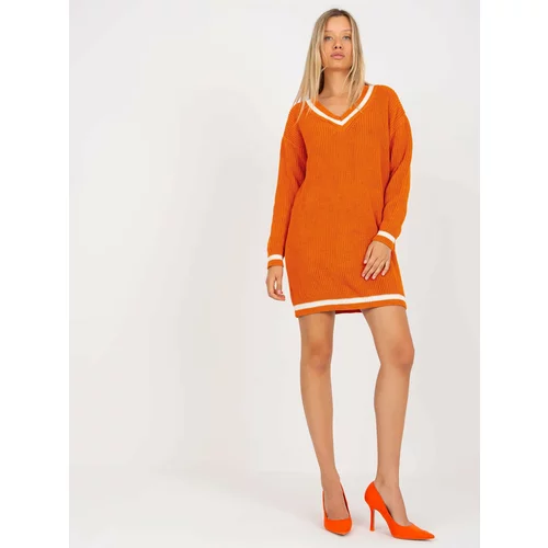 Fashionhunters Dark orange loose knitted dress from RUE PARIS