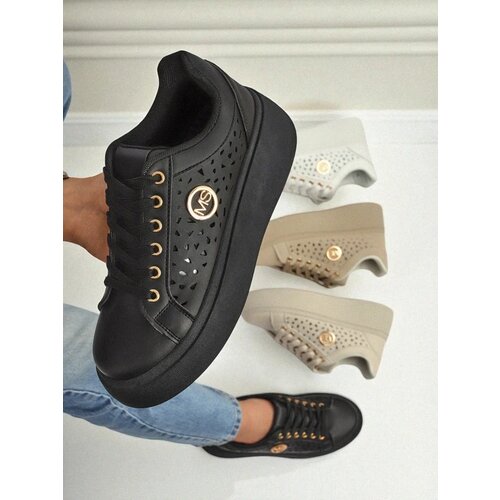 Resti Aurelia Nero - Black platform made of eco-leather, model LH201-8 Cene