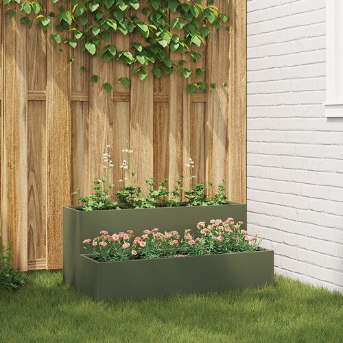 vidaXL Vrtlarska sadilica Maslinasta Metal 100 x 60 x 45 cm Sadilice Cijene