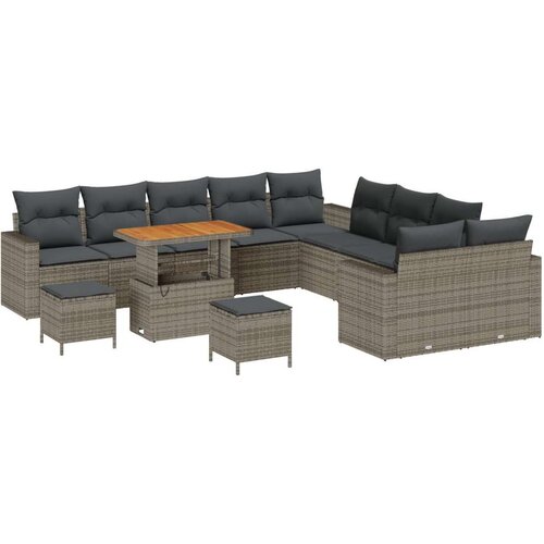  Set sofa za vrt od 13 komada s jastučićima sivi poli ratan akacija  set za vrt od 3 komada s jastučićima sivi poli ratan akacija Cijene