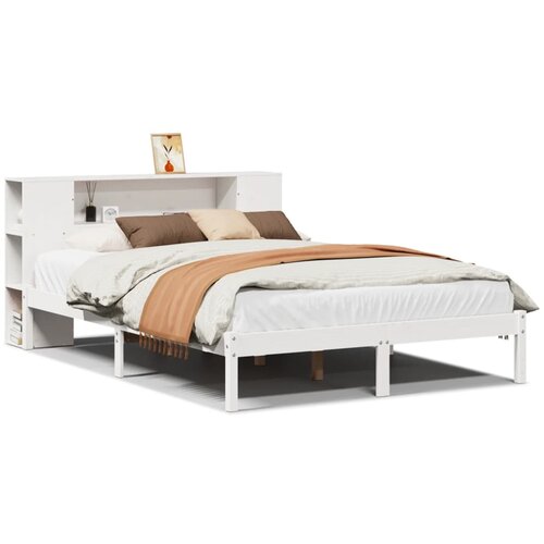 vidaXL Krevet s regalom z knjige bez madraca bijeli 140x190cm borovina Cene