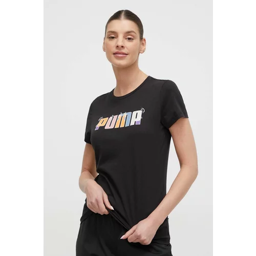 Puma Pamučna majica za žene, boja: crna
