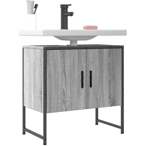 VidaXL Omarica za umivalnik siva sonoma 60x33x60 cm inženirski les Slike