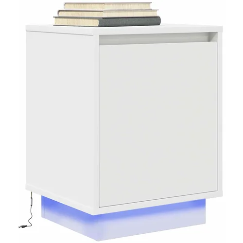 vidaXL Nočna omarica z LED svetili bela 38x34x50 cm vidaXL Nočna omarica z LED svetili bela 38x34x50 cm