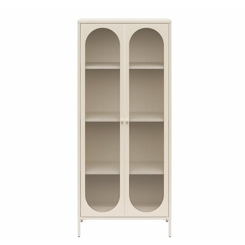 Støraa Kremno bela kovinska vitrina 80x186x40 cm Luna &ndash; Cene