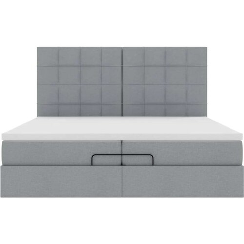 VidaXL okvir kreveta s madracima svijetlosivi 200x200cm od tkanine Slike