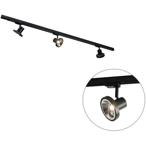 QAZQA Railsysteem met 3 spots zwart links incl. LED 3-fase - Iconic ...