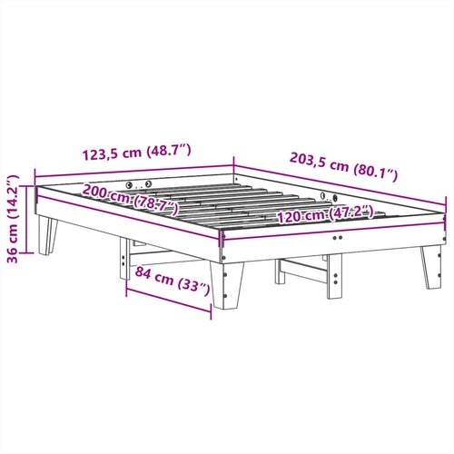  Okvir kreveta bez madraca bijeli 120 x 200 cm masivna borovina Slike