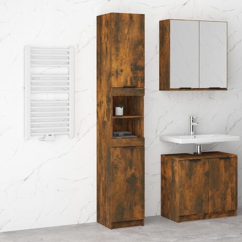 The Living Store Kopalniška omarica dim. hrast 32x34x188,5 cm konstruiran les - Kopalniška Omarica, (21436905) Cene