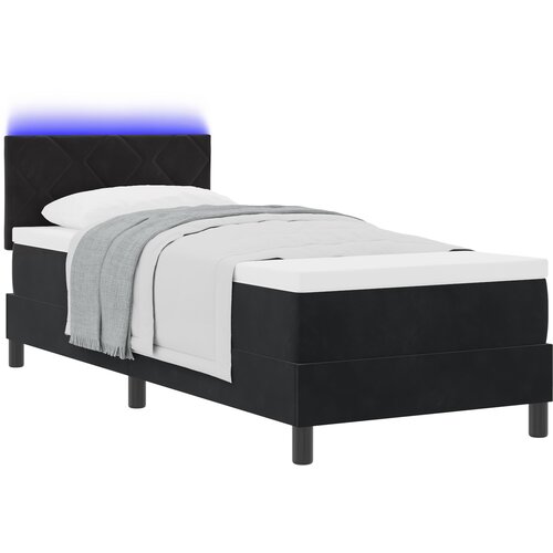 vidaXL Boks Vzmetnica z Vzmetnico & LED Črna 80x200 cm Žamet, (22083246) Cene