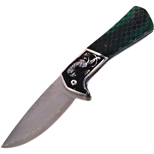 IZMAEL Damastni zložljiv nož za outdoor CO - 39986 DA3244 - Zelena Cene