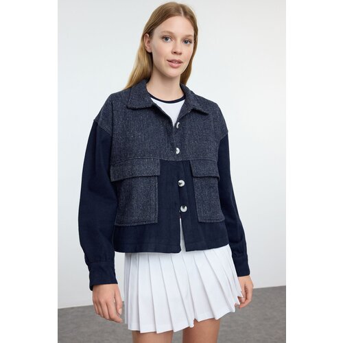 Trendyol Navy Blue Double Pocket Woven Jacket Slike