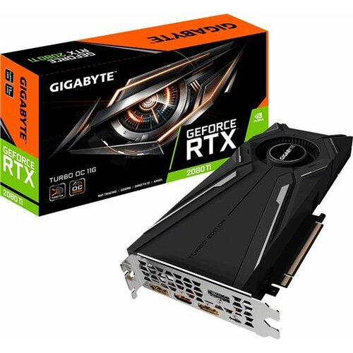 Gigabyte GV-N208TTURBO OC-11GC GeForce RTX 2080 Ti, 11GB/352bit GDDR6, HDMI/3xDP/USB Type-C, TURBO Fan grafička kartica Slike