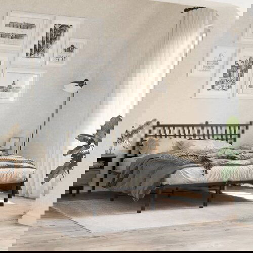  The Living Store Kovinski posteljni okvir z vzglavjem črn 120x190 cm - Posteljni Okvir, (21529570) Cene