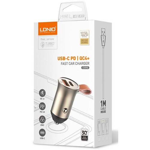  Auto punjac LDNIO C509Q 30W PD QC4+ USB + Type C kabal Slike