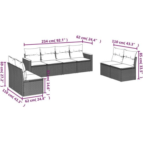 vidaXL 8-dijelni set vrtnih sofa od poliratana s jastucima crni Cijene