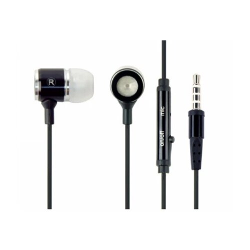 Gembird stereo metal earphones with microphone and volume control, 4-pin 3.5mm stereo, black-white Cene