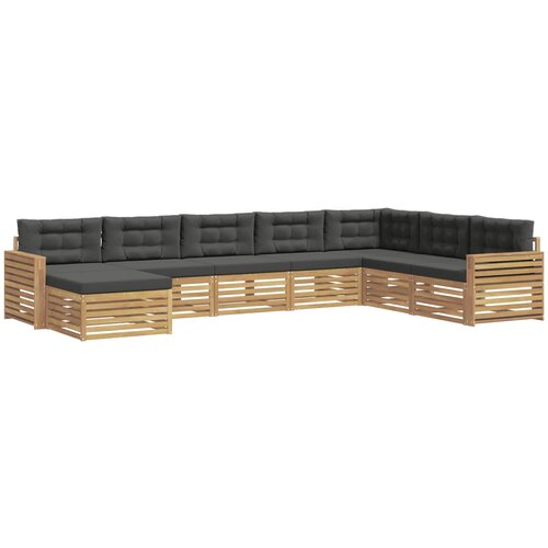  Set vanjskih sofa 8 kom. Bijela i antracit Čvrsto drvo akacije 410 x 251,5 x 73 cm Slike