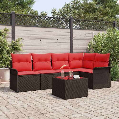  Vrtna sedežna garnitura z blazino 6 pcs Rjava Poly ratan, (5000021240) Cene