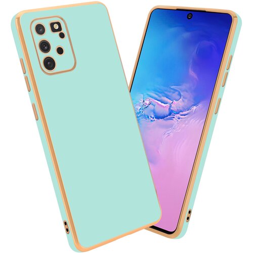 Cadorabo Ohi&amp;scaron;je, združljiv s Samsungom v sijajni metini zeleni barvi - Zlato - za&amp;scaron;čitni pokrov iz fleksibilnega silikona TPU in z za&amp;scaron;čito pred kamero, (20595342) Slike