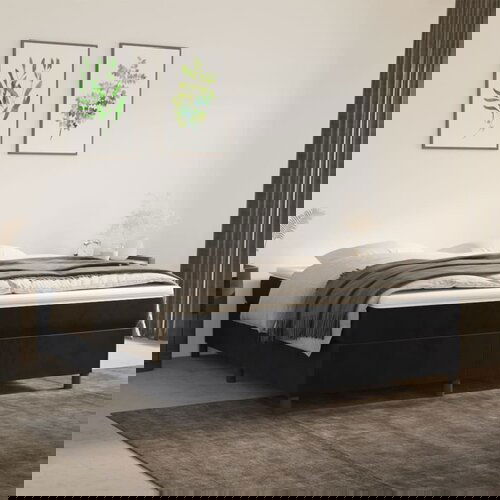 VidaXL Krevet s oprugama i madracem crni 160x200 cm bar&amp;scaron;unasti Slike