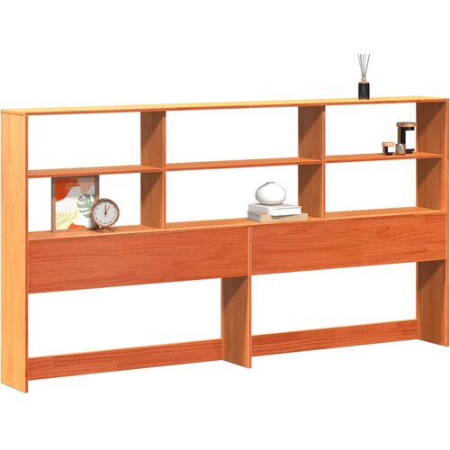 Maison Chic posteljno vzglavje - vzglavna omarica - nočna omarica s predelki vo&amp;scaron;čeno rjavo 180 cm trdna borovina, (21709012) Slike