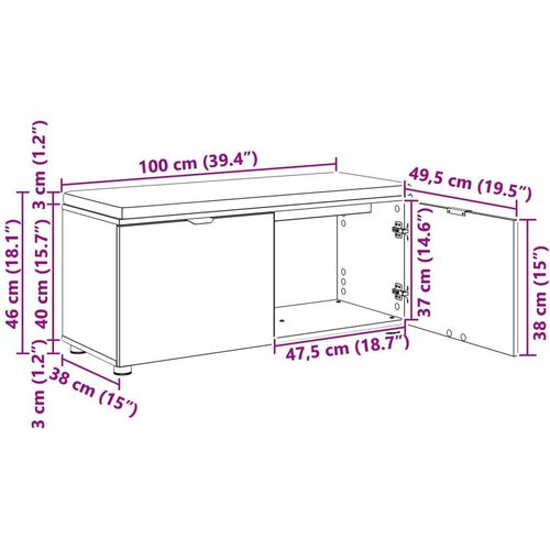  Klupa za hodnik s jastukom Sonoma hrast 100 x 38 x 46 cm Slike