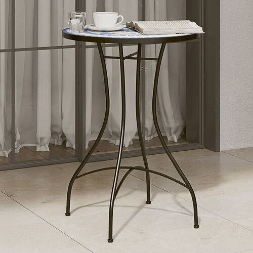 vidaXL Bistro mizica z mozaikom modra in bela Ø50x70 cm keramika Cene