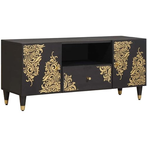 TV ormar s ladicama Crna 105 x 33 x 46 cm Čvrsto drvo manga Cene