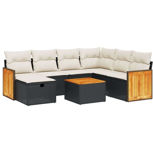  8-dijelni set vrtnih sofa od poliratana s jastucima crni Slike
