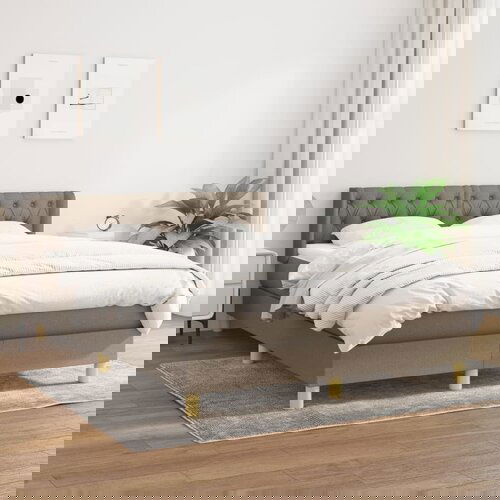 The Living Store Box spring postelja z vzmetnico taupe 140x200 cm blago - Box Spring Postelja, (21514200) Cene