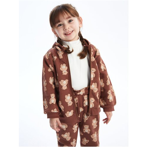 LC Waikiki Hooded Long Sleeve Printed Baby Girl Zipper Sweatshirt Slike