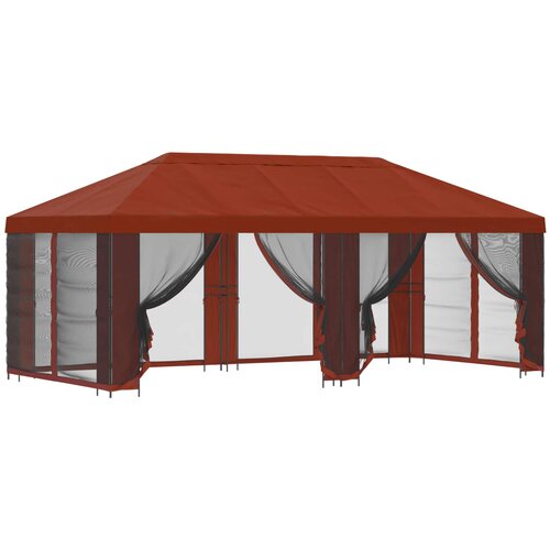 vidaXL Paviljon s stenami 6 x 3 m Terakota Poliester in jeklo 190, (5000218885) Cene