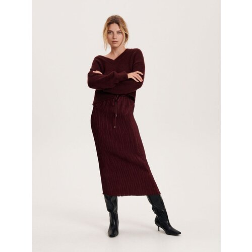 Reserved mehko pleten pulover - burgundy Cene