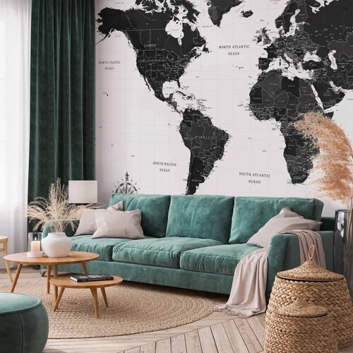  Foto tapeta - Black and White Map 450x315 Standard Cene