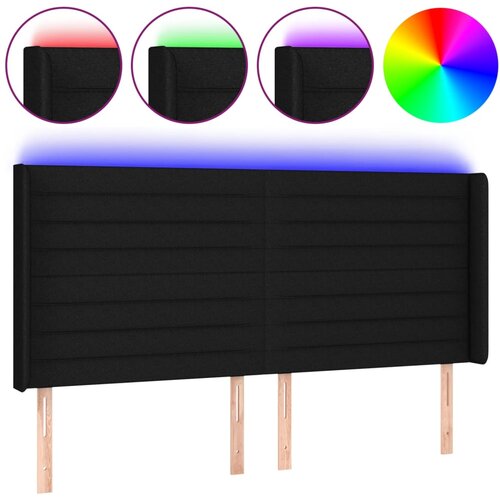 Maison Chic led posteljno vzglavje - vzglavna omarica - nočna omarica črno 163x16x118/128 cm blago, (21711779) Cene