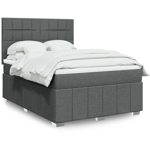 VidaXL Krevet s oprugama i madracem tamnosivi 140x190 cm od tkanine Slike