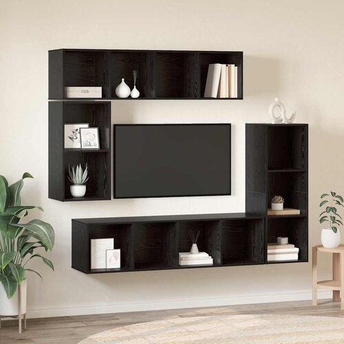 vidaXL Set TV komoda s pohranom 4 pcs Crni hrast Konstruirano drvo Cene