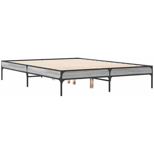  Okvir za krevet boja hrasta 120x190cm konstruirano drvo i metal Siva 120 x 190 cm Slike