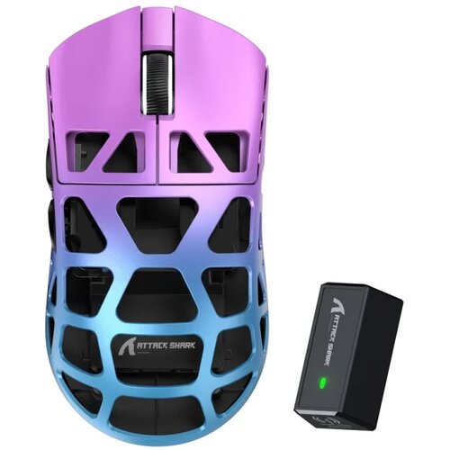 Attack Shark bežični gaming mi&amp;scaron; R3 PAW3395/Magnesium/Superlight/8KHz pooling/purple blue Slike